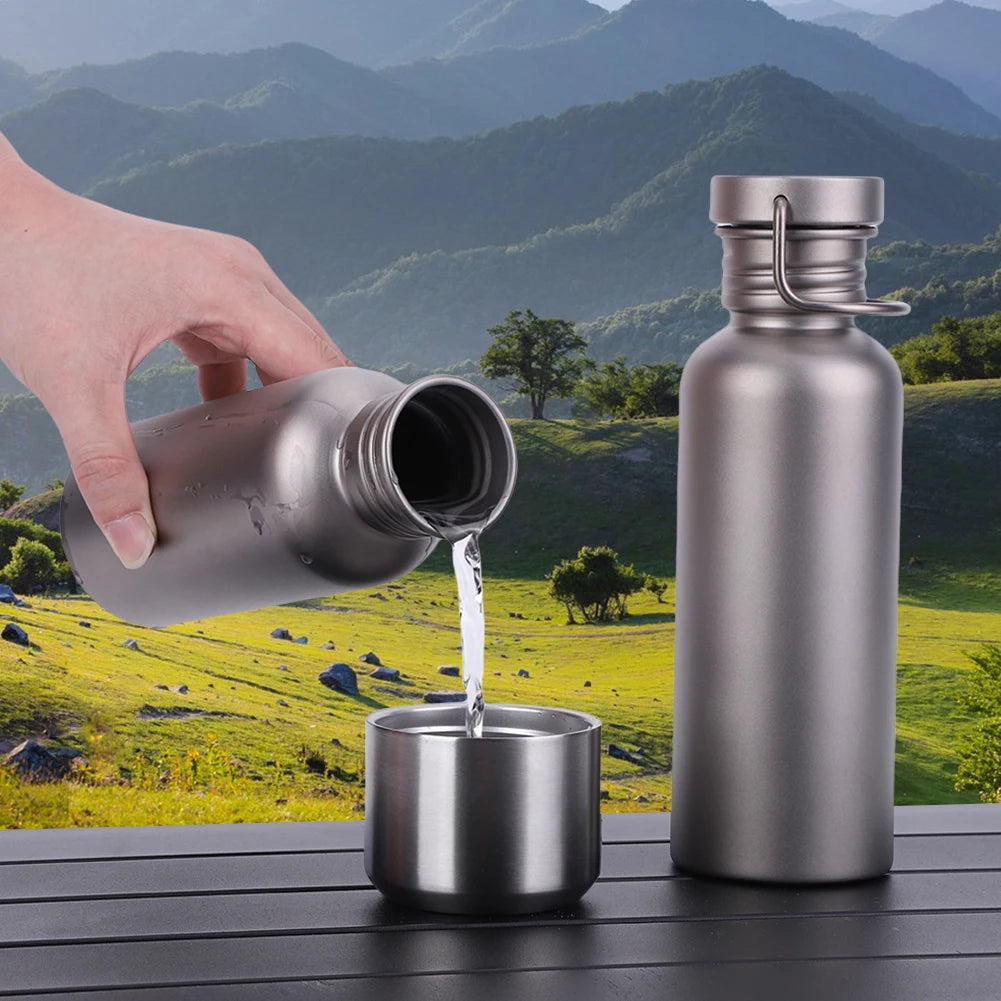 500/600/750ml Titanium Water Bottle with Lid Portable