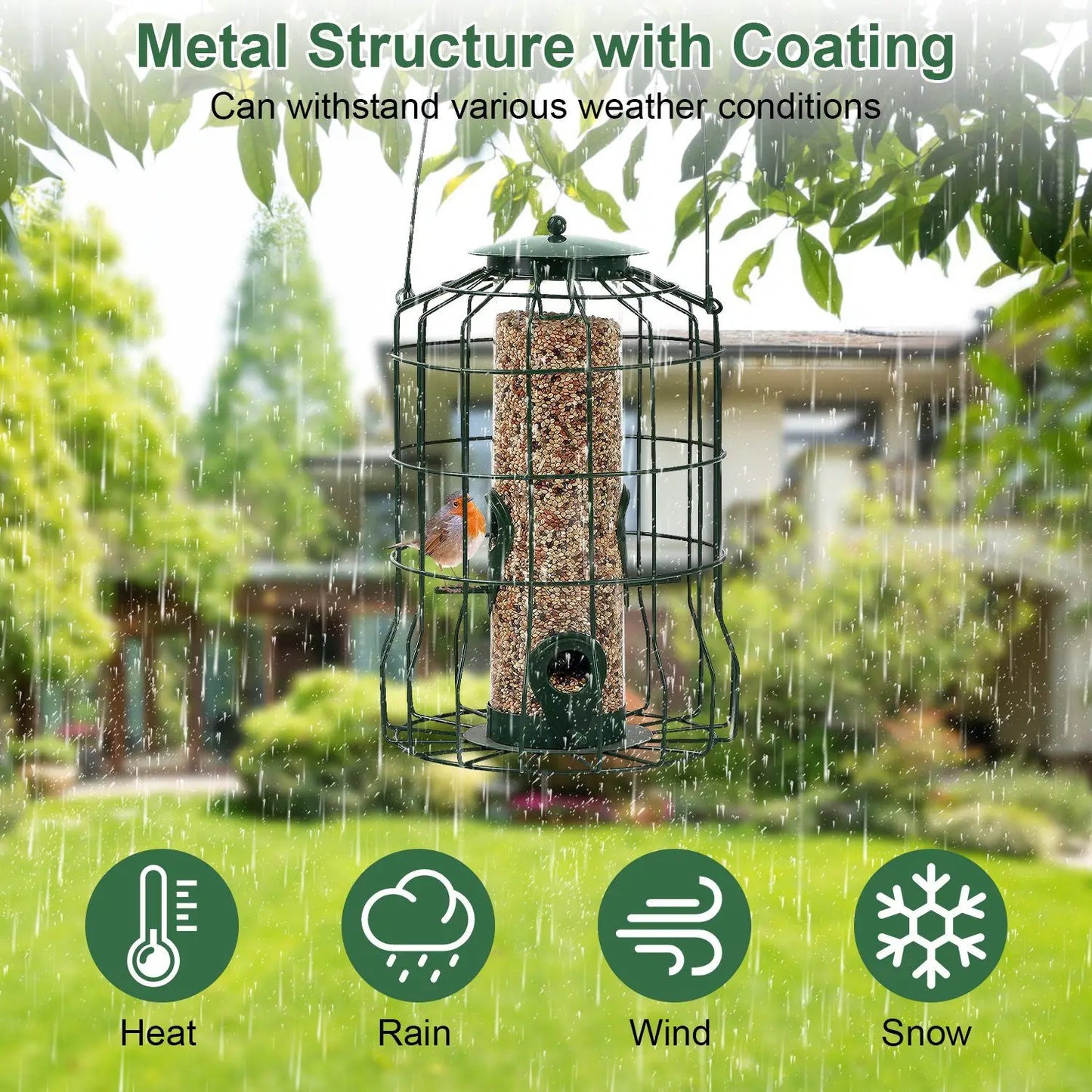 Bird Feeder Squirrel-Proof Metal Hanging Seed Feeder
