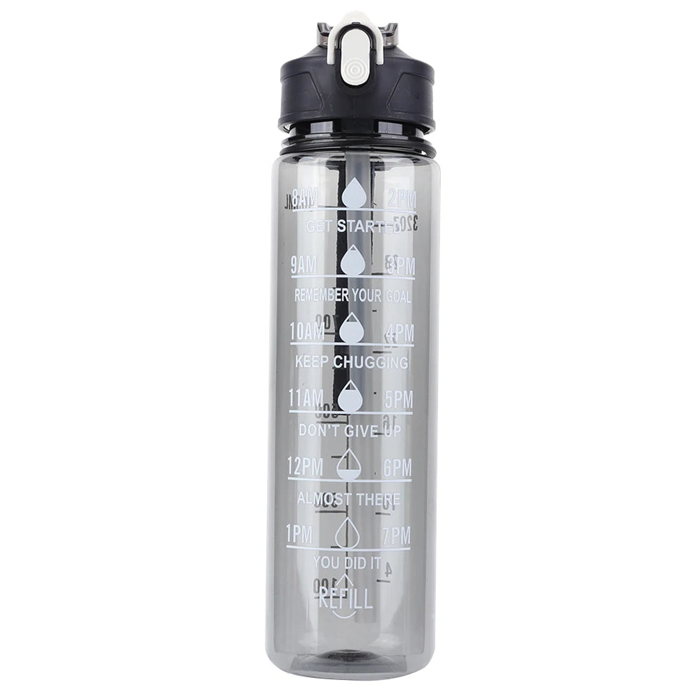 800ml Travel Water Bottle Leakproof Motivational Drinking