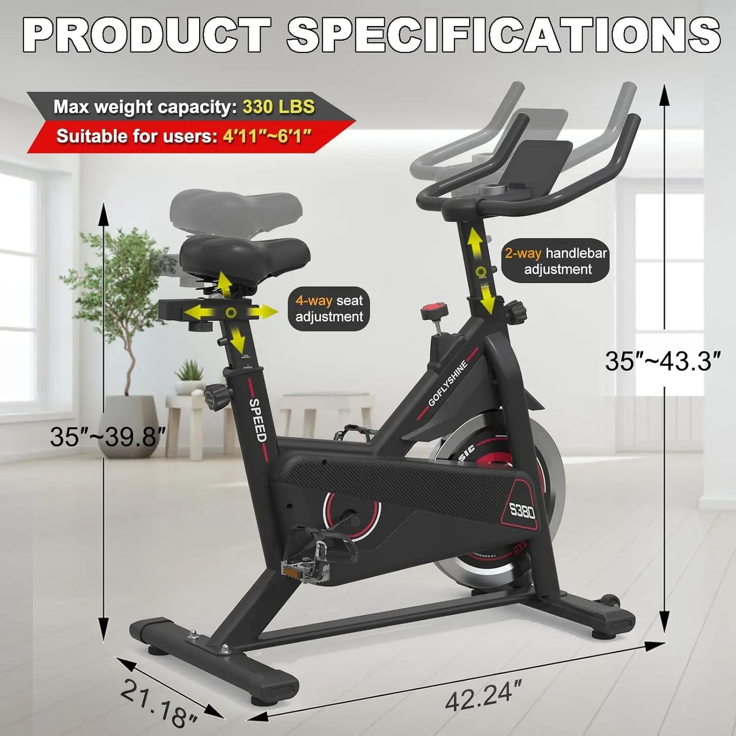 Stationary Exercise Bike for Home Indoor Cycling