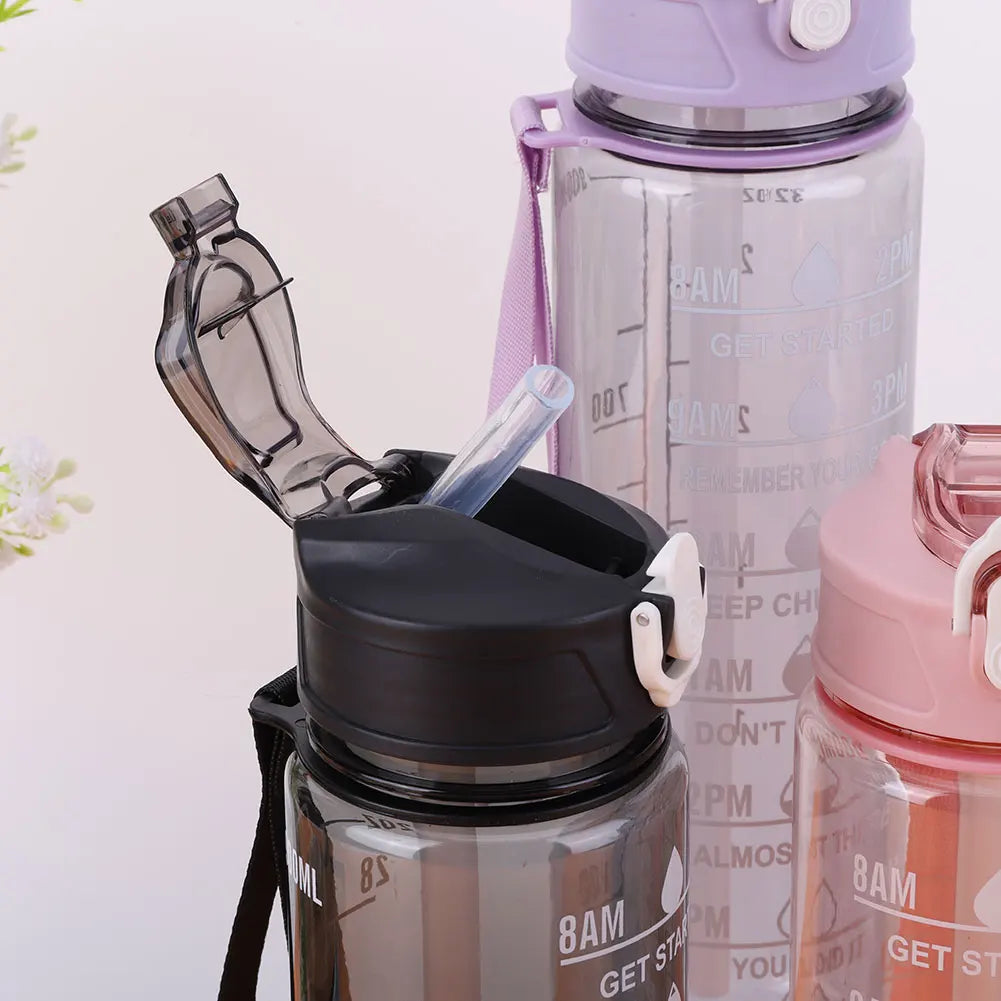 800ml Travel Water Bottle Leakproof Motivational Drinking