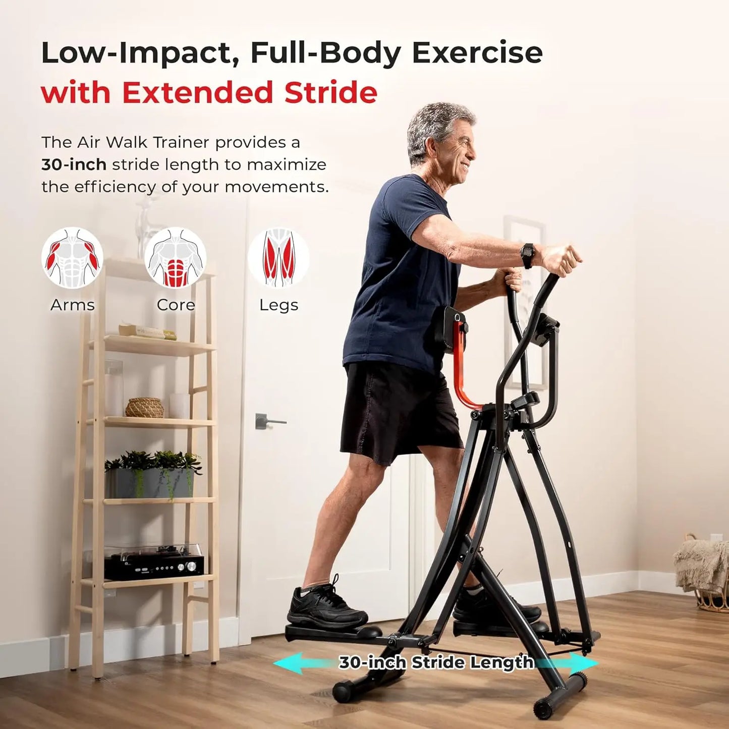 Smart Air Walk Elliptical, Foldable Glider Machine