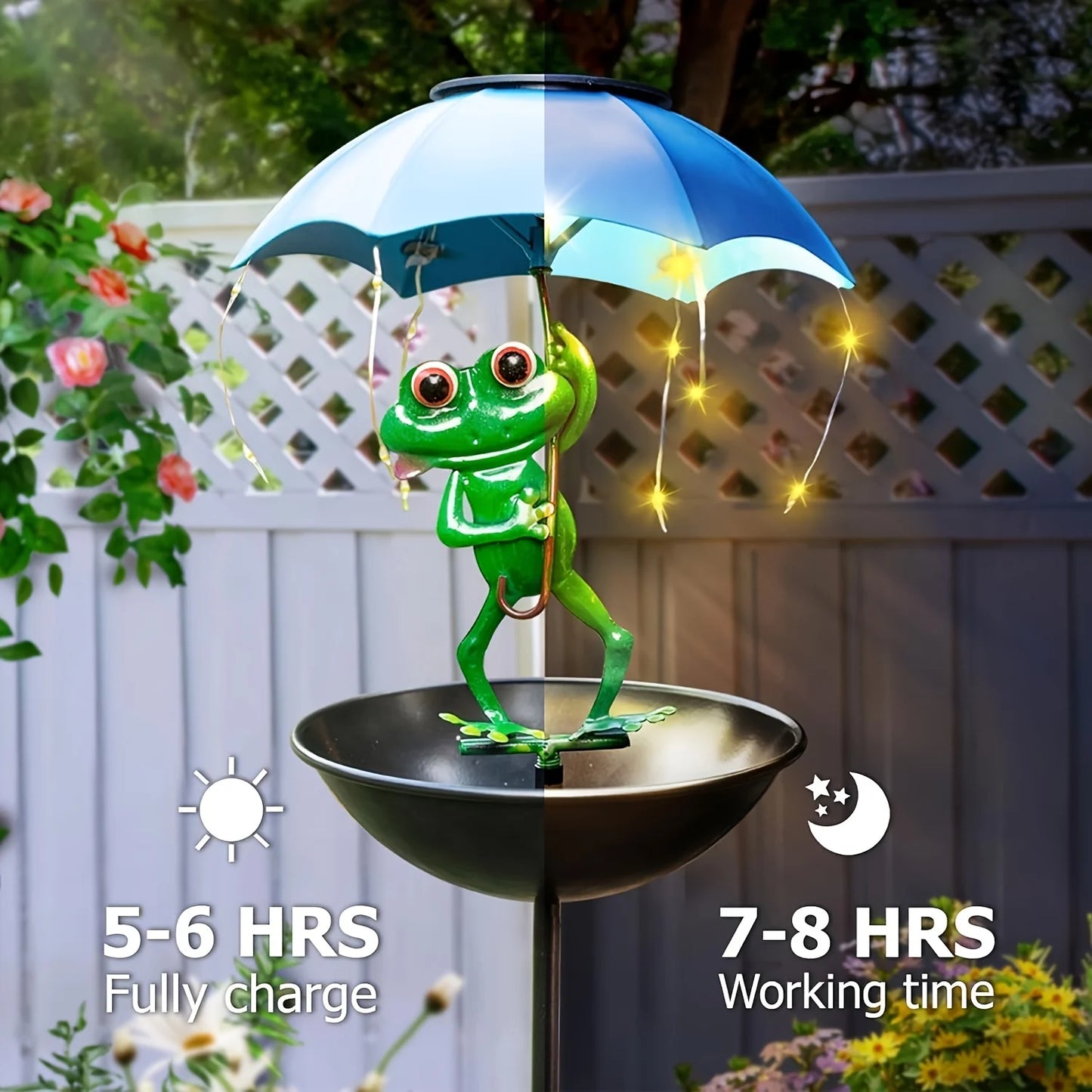 Frog Solar Street Light, Bird Feeder, Lawn