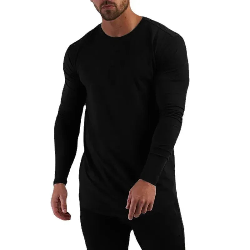 Plain Cotton Breathable Long Sleeve Gym Clothing