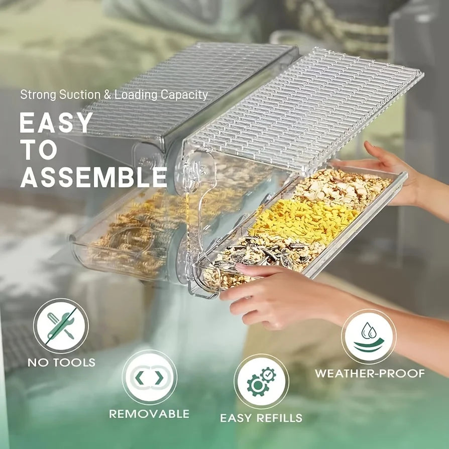 Window Bird Feeder with Seed & Water Tray