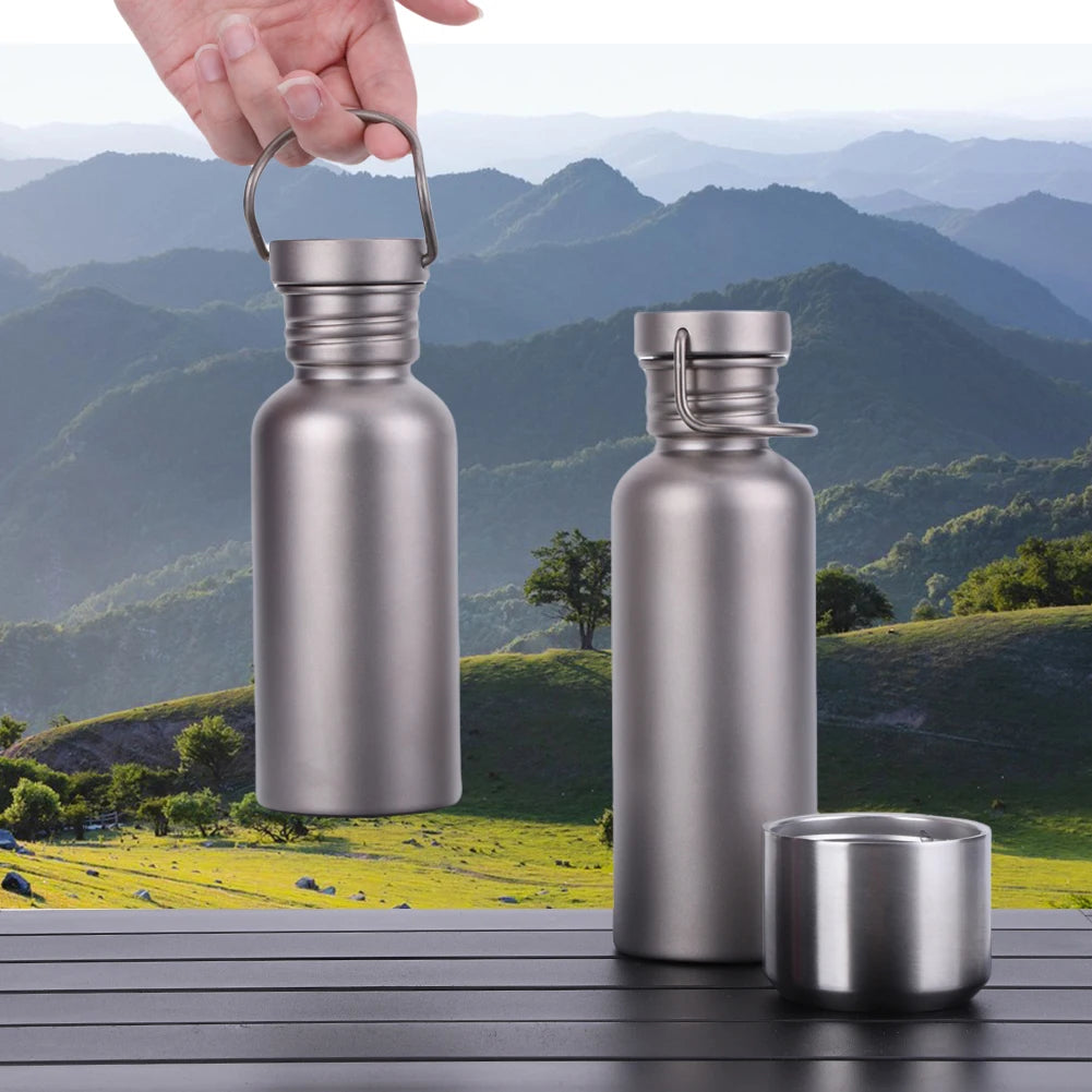 500/600/750ml Titanium Water Bottle with Lid Portable