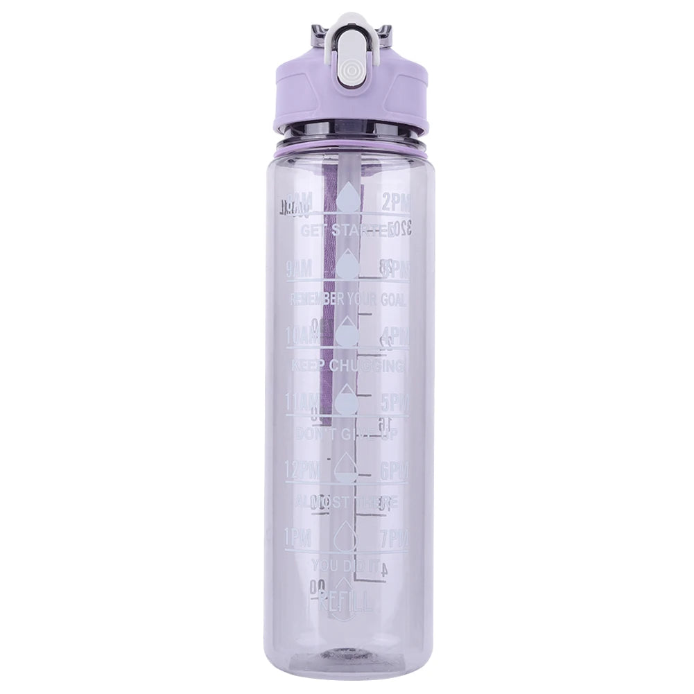 800ml Travel Water Bottle Leakproof Motivational Drinking