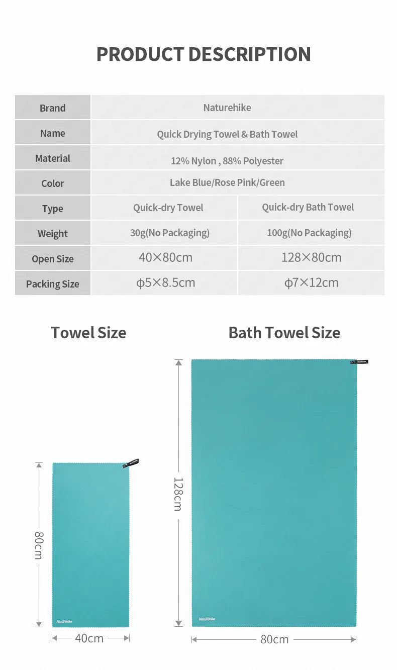 Quick Drying Towel Lightweight Breathable Portable