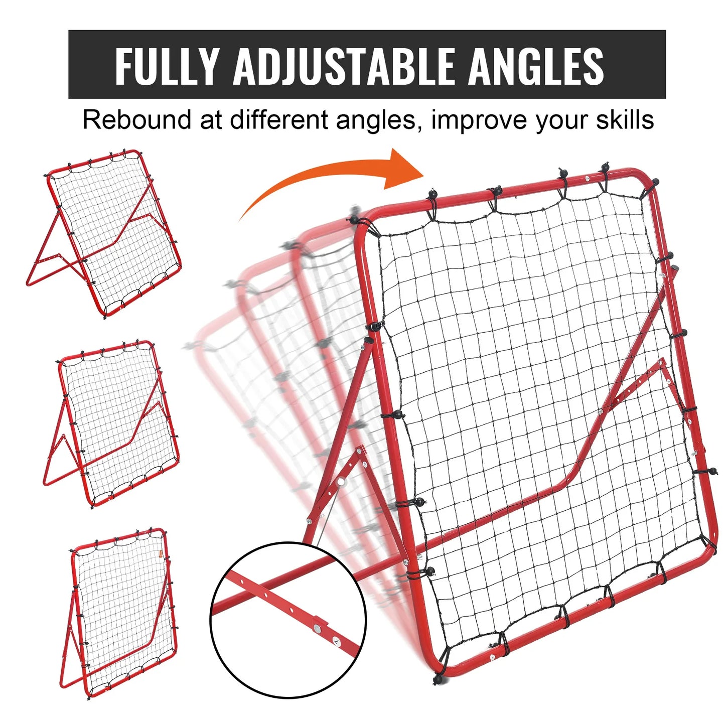 Portable Sport's Rebound Net With Adjustable Angles