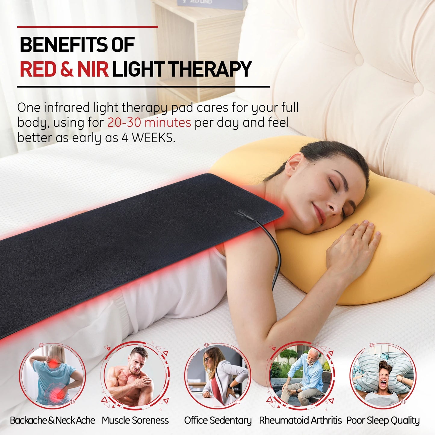 Updated Red Light Therapy Heating Pad for Body