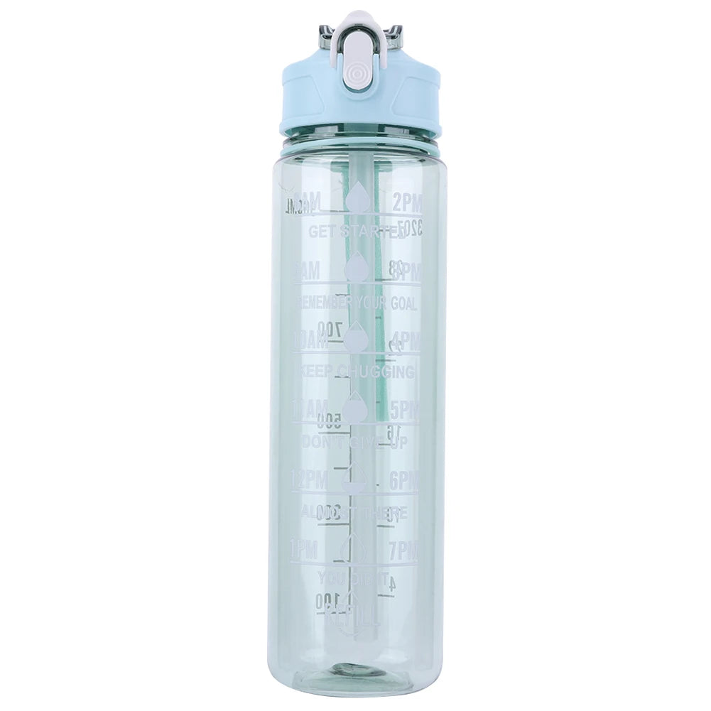 800ml Travel Water Bottle Leakproof Motivational Drinking