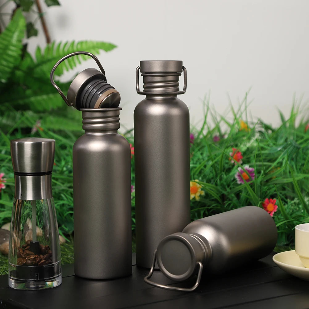 500/600/750ml Titanium Water Bottle with Lid Portable