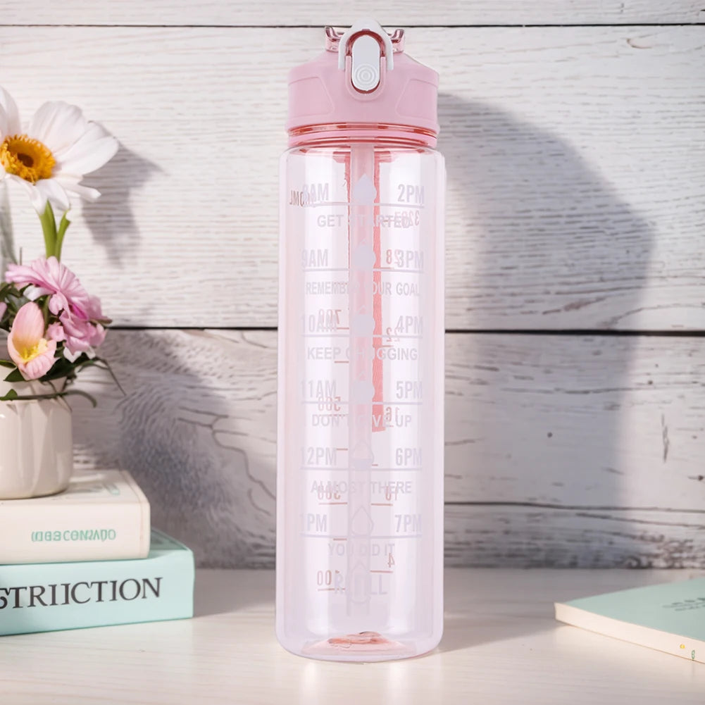 800ml Travel Water Bottle Leakproof Motivational Drinking