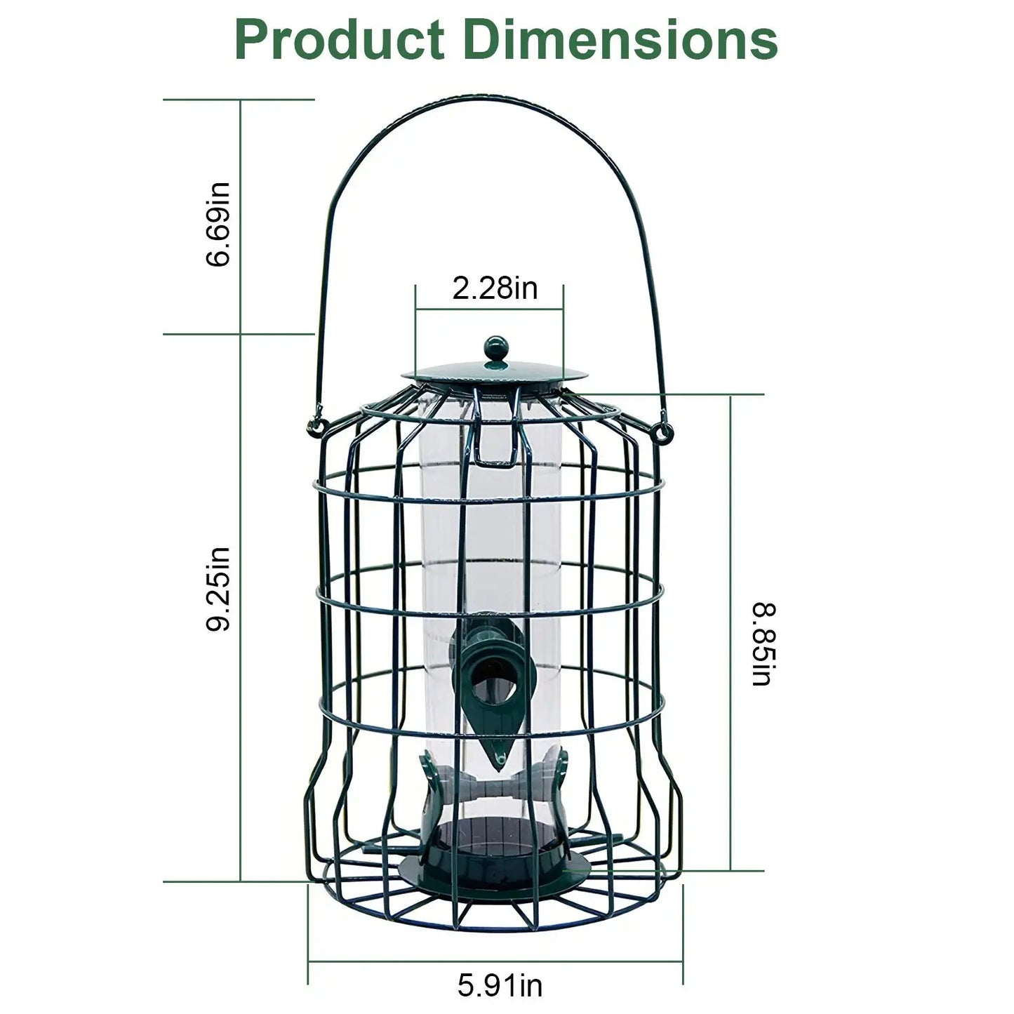 Bird Feeder Squirrel-Proof Metal Hanging Seed Feeder