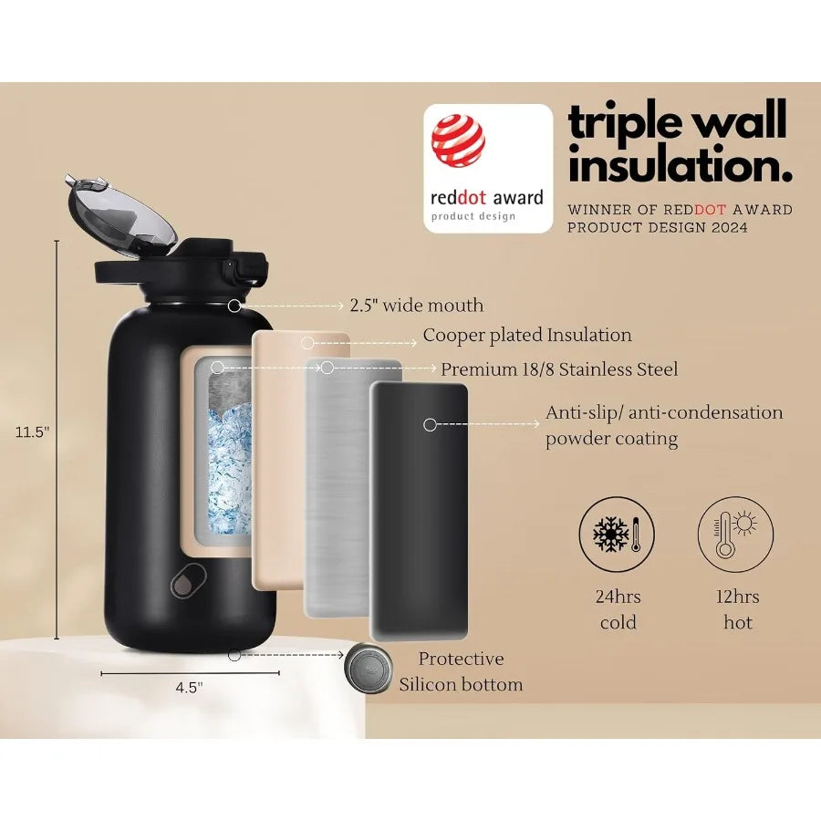 Half Gallon Insulated Water Bottle With Straw