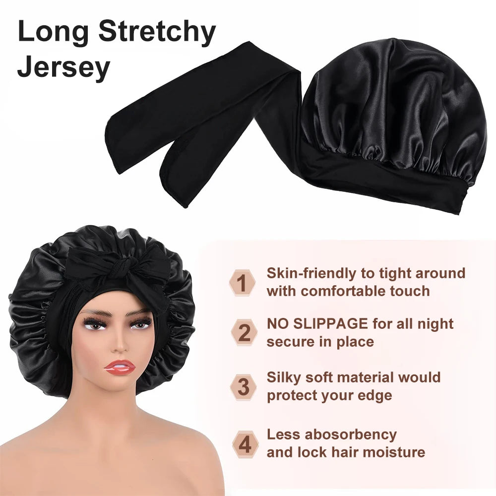 Silk Satin Hair Cap For Sleeping Bonnets