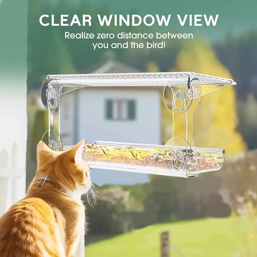 Window Bird Feeder with Seed & Water Tray