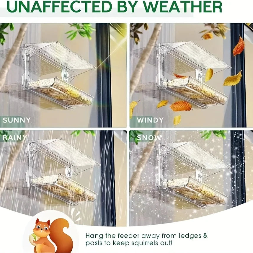 Window Bird Feeder with Seed & Water Tray
