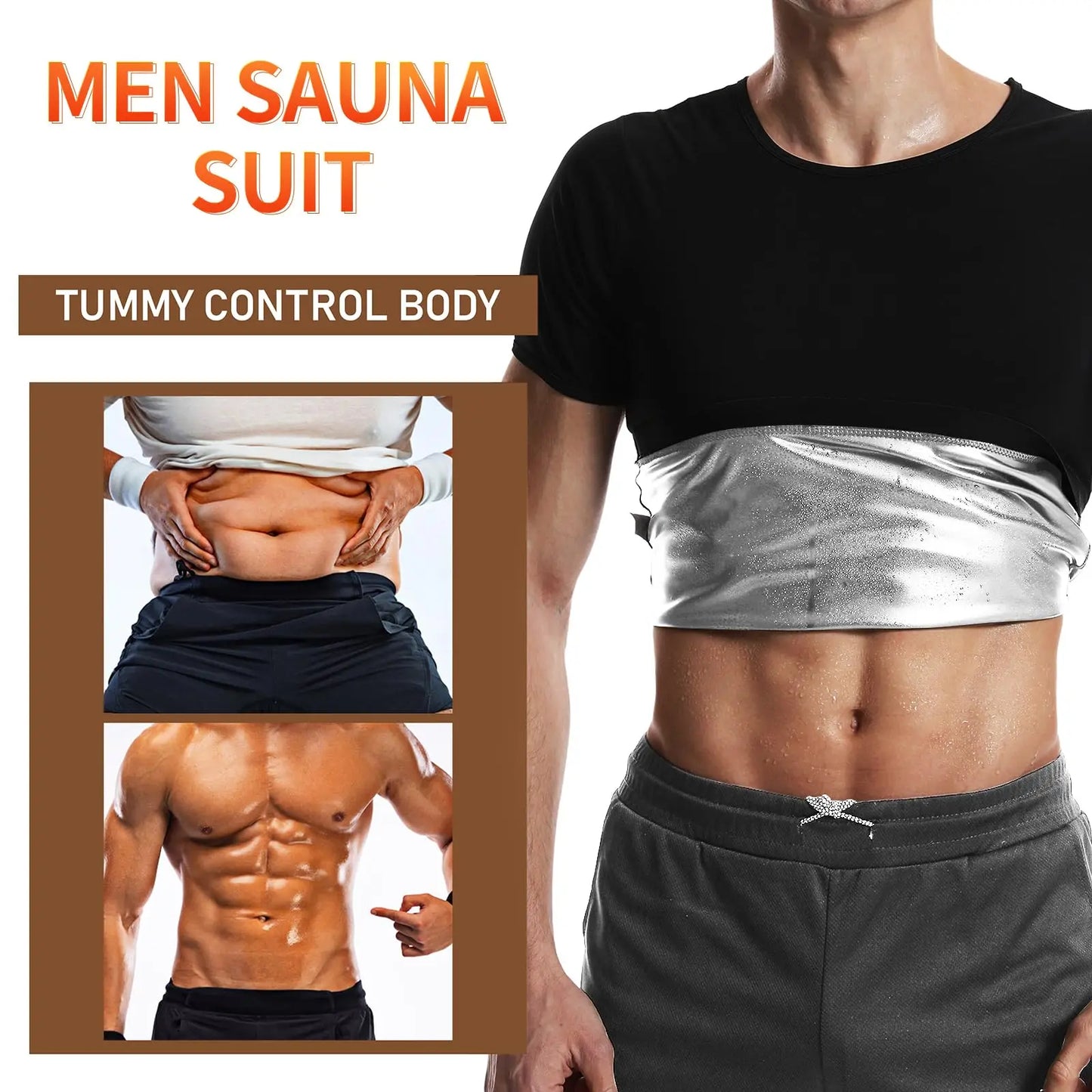 Men's Short Sleeve Sauna Shirt Sweat Suit