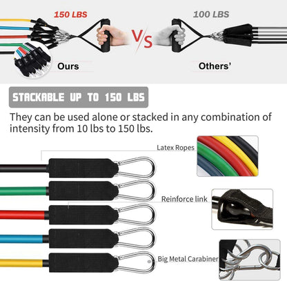 11 pciece Latex resistance Pull bands rope