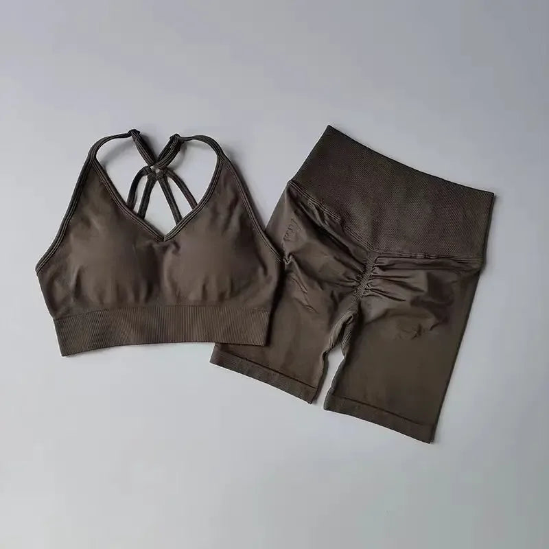 2 Pcs Yoga Sets Women High Waist