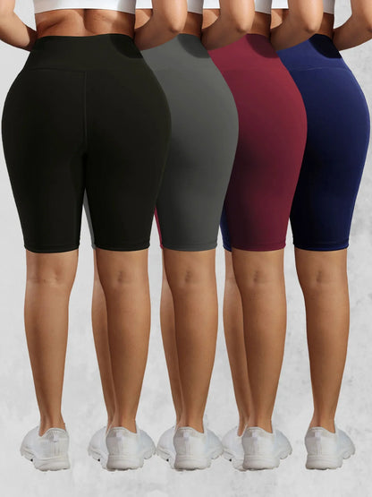 Women Solid Yoga Shorts with 3 Pockets