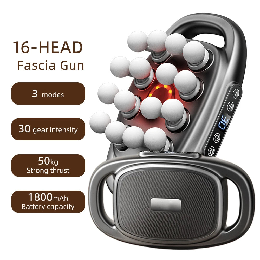 16-Head Fascia Gun High-Frequency Massager