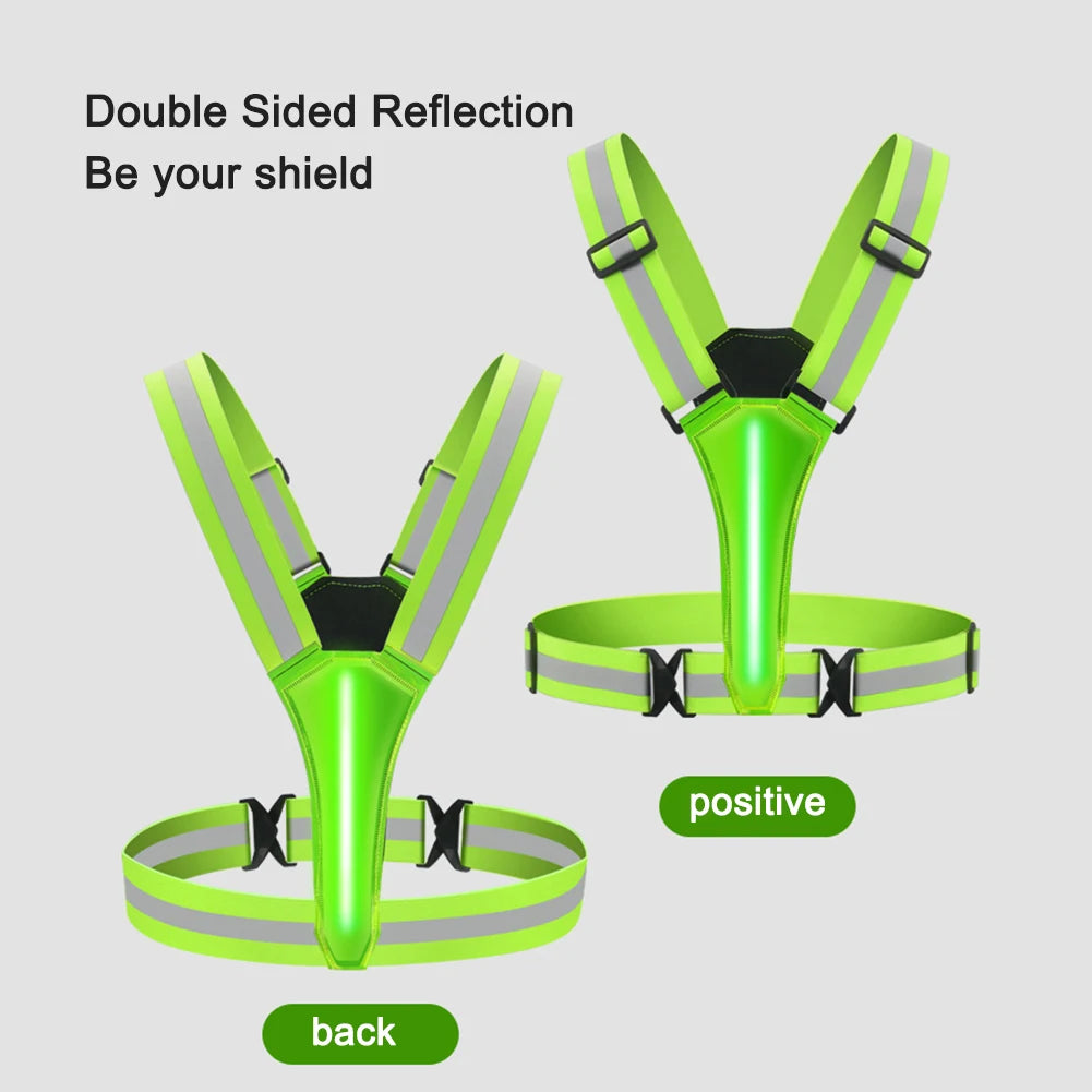 LED Security Reflective Running Vest USB Rechargeable