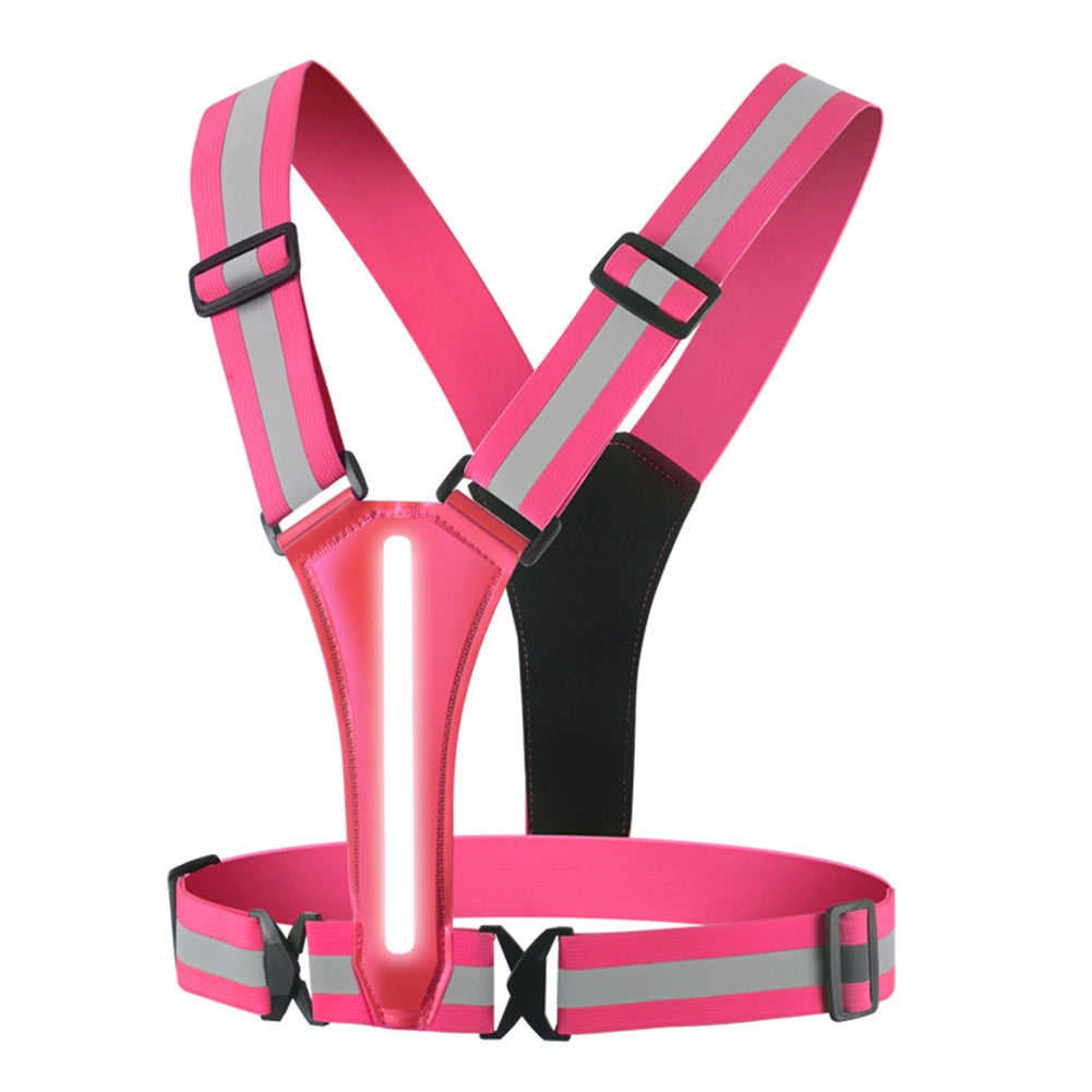 LED Security Reflective Running Vest USB Rechargeable