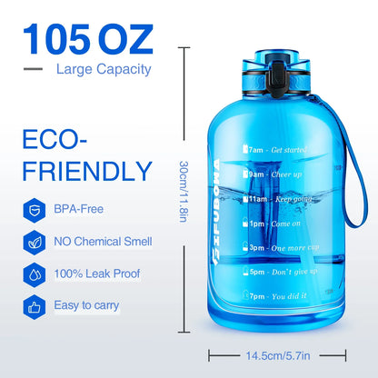 3 Liter Water Bottles with Times to Drink