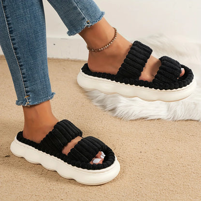 Autumn Winter Home Slippers Open-Toe Linen Soled