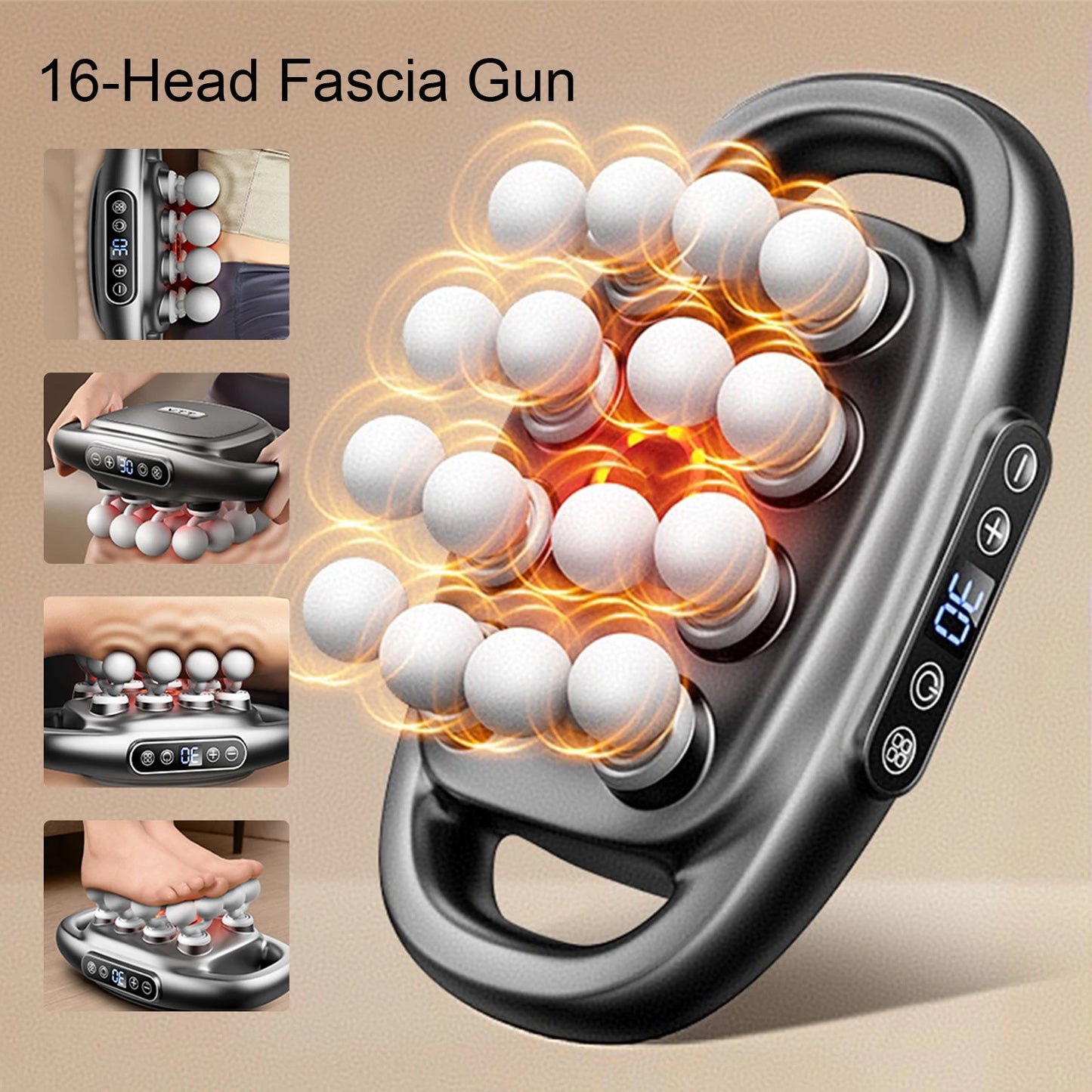 16-Head Fascia Gun High-Frequency Massager
