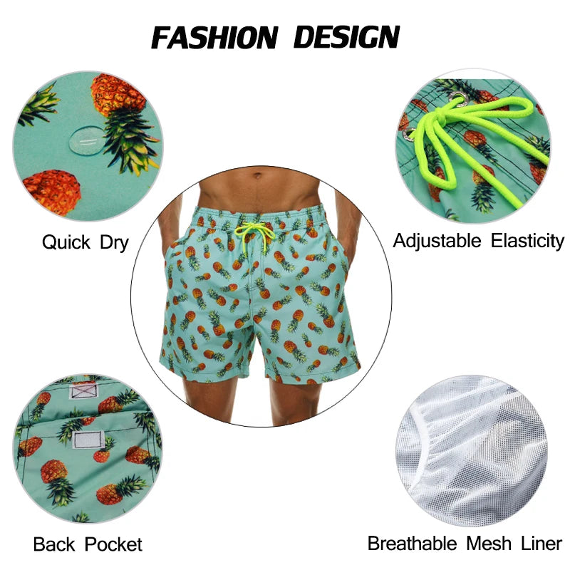 Quick Dry Summer Mens Swimwear Beach Shorts