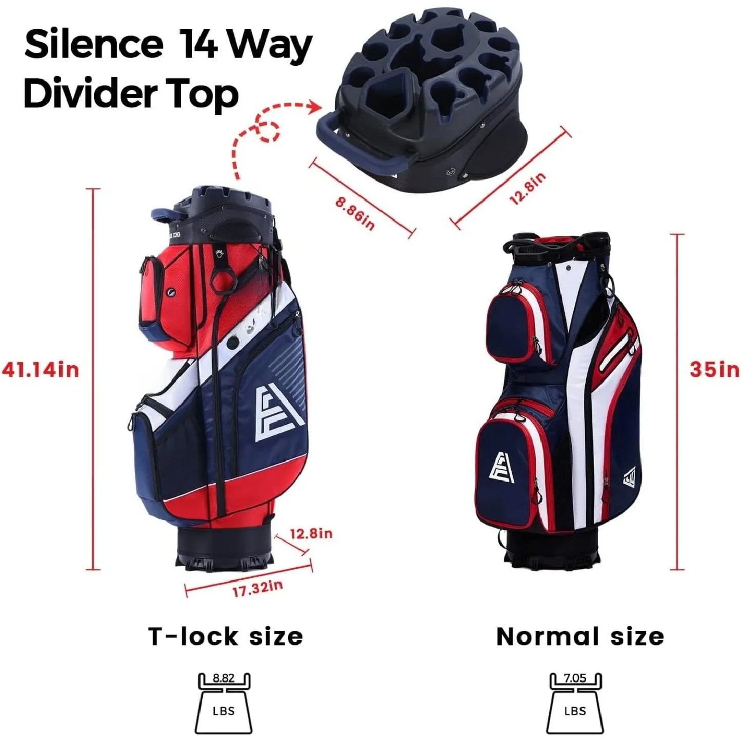 T-Lock 14 Way Organizer Golf Cart Bag