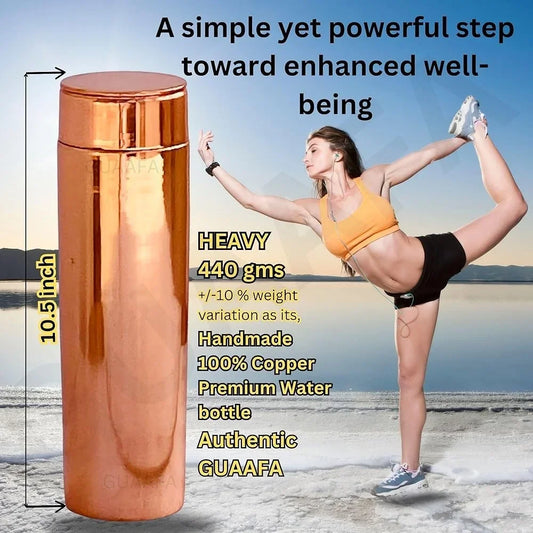 Handmade Copper Water Bottle 32oz Smooth Finish