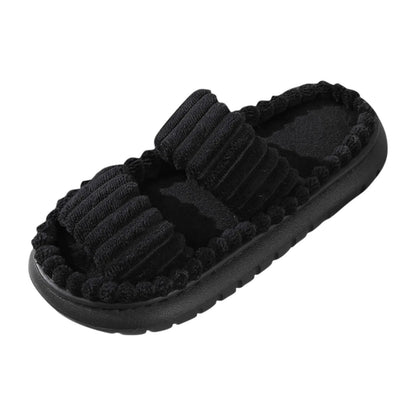 Autumn Winter Home Slippers Open-Toe Linen Soled