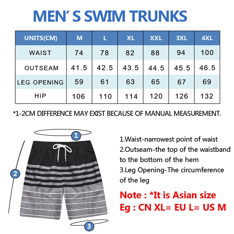 Quick Dry Summer Mens Swimwear Beach Shorts