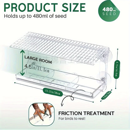 Window Bird Feeder with Seed & Water Tray