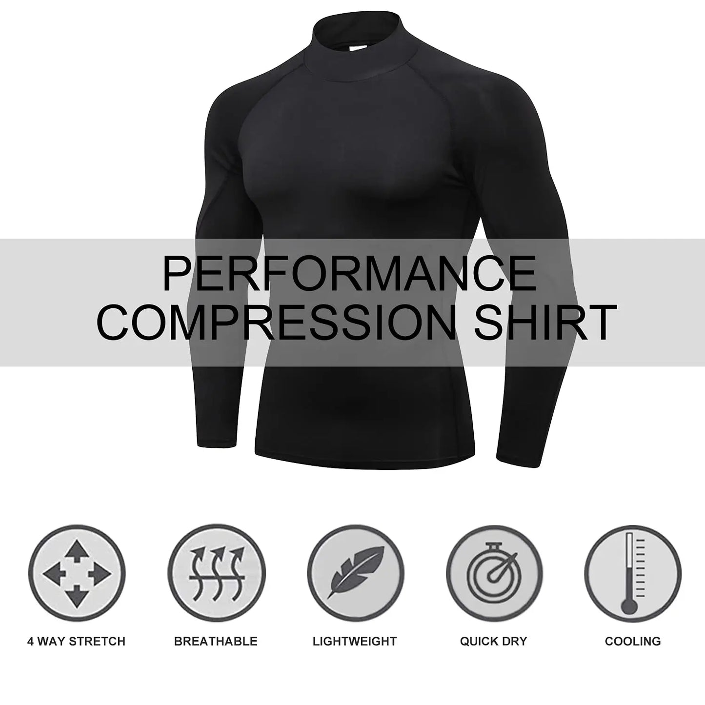 Compression Shirts Long Sleeve Quick Dry Turtleneck