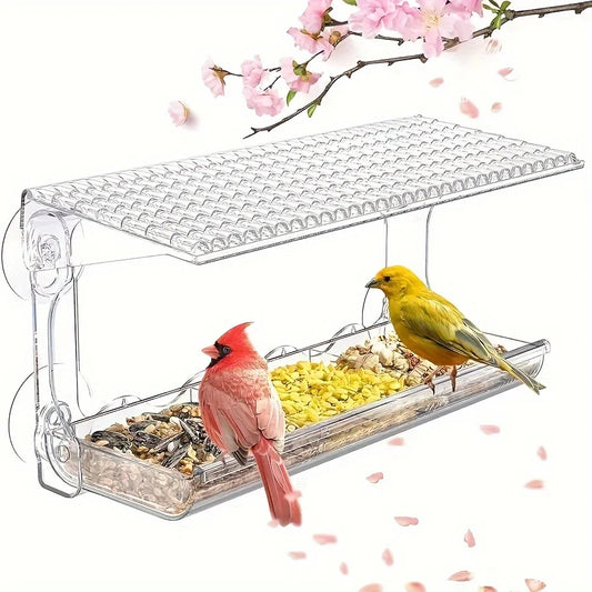 Window Bird Feeder with Seed & Water Tray