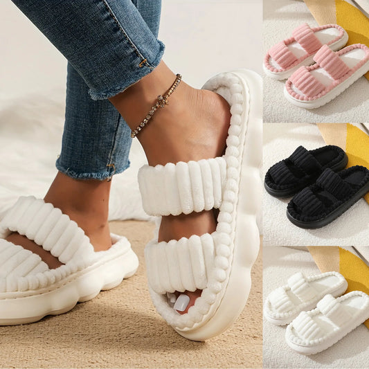 Autumn Winter Home Slippers Open-Toe Linen Soled