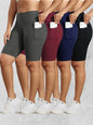 Women Solid Yoga Shorts with 3 Pockets