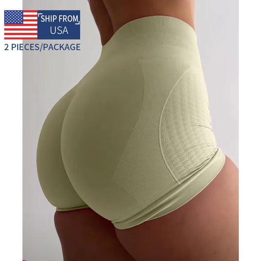 2Pcs TKITK Shorts Women Soft Workout Tights