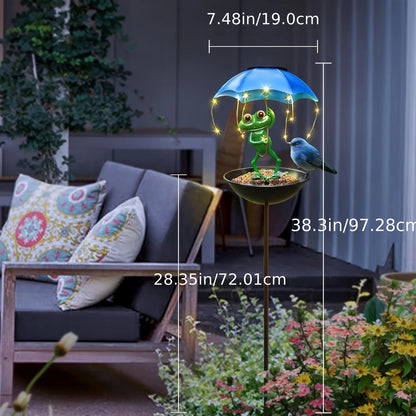 Frog Solar Street Light, Bird Feeder, Lawn