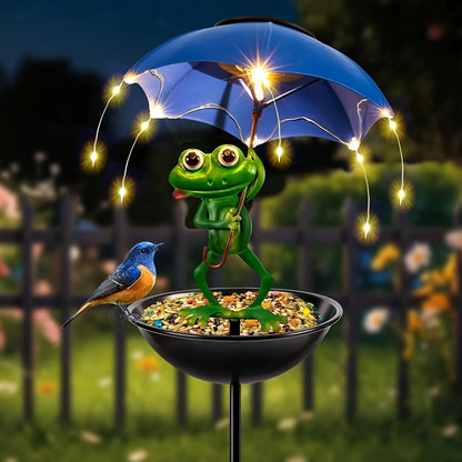 Frog Solar Street Light, Bird Feeder, Lawn