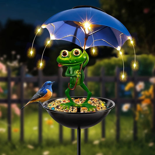 Frog Solar Street Light, Bird Feeder, Lawn