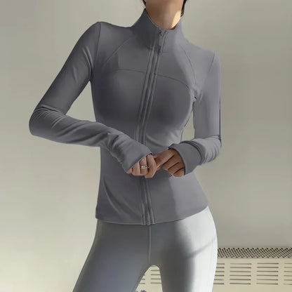 Women Zip Fitness Clothes Long Sleeve Jacket