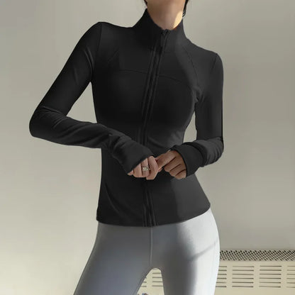 Women Zip Fitness Clothes Long Sleeve Jacket