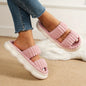 Autumn Winter Home Slippers Open-Toe Linen Soled