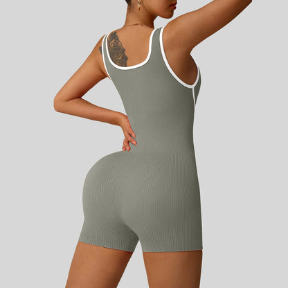 Women's Shockproof Color Block Yoga Bodysuit Seamless